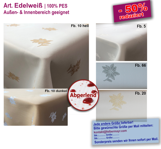 Tischwäsche Edelweiß - abperlend, schmutzabweisend